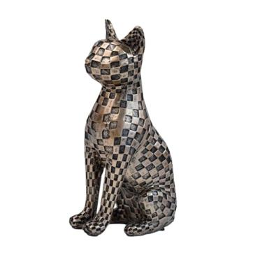 Imagem de IEUDNS Estátua de Gato Artesanal, Ornamento, Escultura de Animal para Casa, Sala de Estar, Estante.