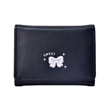 Imagem de Carteira feminina moderna e casual com laço coreano, bolsa para troca de cartões, Preto, Moderno