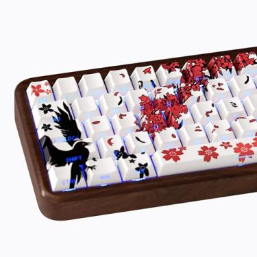 Imagem de JOLINTAL PBT Material Branco Anime Japonês Teclas Sublimação Tinta Personalizada 131 Teclas Perfil Cereja Brilho Lateral Conjunto de Teclas Gravadas para Teclado Mecânico 61/64/75/84/87/104/108 Layout