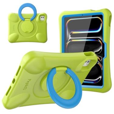 Imagem de Pepkoo Capa EVA à prova de crianças para iPad Pro 11 polegadas M4 2024 (A2836/A2837), capa resistente à prova de choque com suporte, design para crianças e crianças