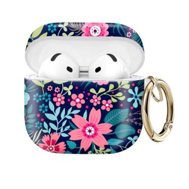 Imagem de Capa protetora compatível com AirPod 4 com chaveiro dourado para AirPods de quarta geração 2024. Capa protetora de fone de ouvido sem fio, à prova de choque, poeira, (colorida fofa)