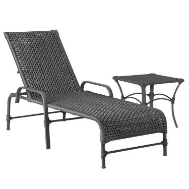 Imagem de Espreguiçadeira Alumínio Catar Mesa Corda Náutica Piscina Preto