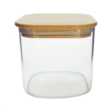 Imagem de Pote de Vidro Quadrado com Tampa Bambu 750ml - VD20266 - Mimo Style