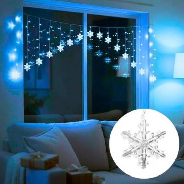 Imagem de Cortina 152 Led 4m 16 Flocos De Neve Fio Transparente 110v - Top Natal