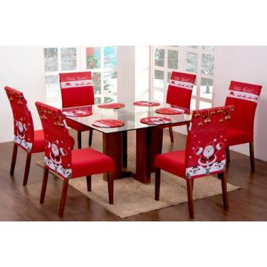 Imagem de Kit 8 Capas Para Cadeira De Malha Estampa Ano Novo e Natal Peças Em Ma