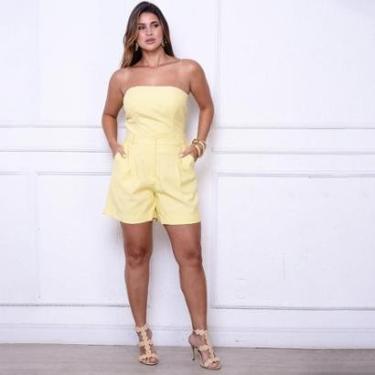 Imagem de Conjunto Alícia BBonnie – Tomara que Caia e Shorts em Alfaiataria Sensorial Amarelo-Feminino
