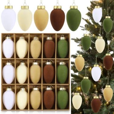 Imagem de Hollowfly 30 bolas de veludo de Natal de 8,15 cm a granel C9 flocadas enfeites de bola de árvore de Natal de plástico à prova de estilhaçamento decorativos para pendurar em casa para decoração de