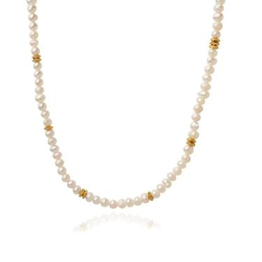 Imagem de Colar feminino com contas de pérolas de labradorita natural, presentes para ela, joias elegantes delicadas com pacote de presente, 20inch, Metal, Labradorita