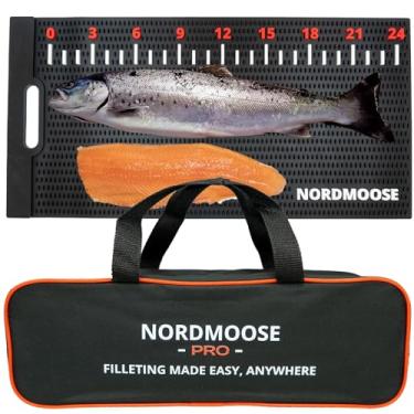 Imagem de Nordmoose Tapete de filete de peixe com saco de armazenamento e decalque de régua de peixe. Tapete de limpeza de peixe antiderrapante grande de 71 cm x 35 cm que segura o peixe - durável e fácil de