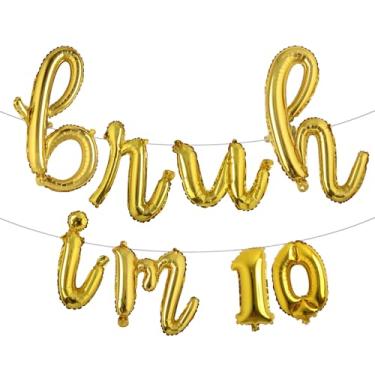 Imagem de Bruh Its My Birthday Decorations, Happy 10th Birthday Decoration Boy Bruh Im Ten 10 Balões, balões multicoloridos para festa Boy Bruh Im Ten (L BRUH IM 10 dourado)