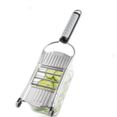 Imagem de Fatiador E Cortador Multifuncional Nicer Dicer Speed Em Inox Com Pote – Kit 9 Peças Para Legumes, Queijos E Mais