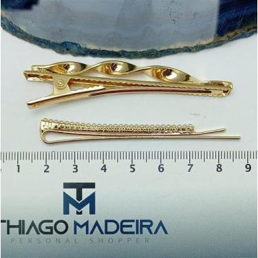 Imagem de Kit bico de pato metal torcido e grampo de perola ouro - 1 par de aces