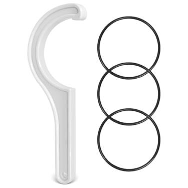 Imagem de Chave de filtro de água com 3 anéis de vedação compatíveis com o sistema de água APEC, serve na maioria das caixas de filtro de 25,4 cm x 6,3 cm para sistemas de osmose reversa ou água sob a pia