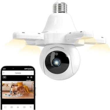 Imagem de Câmera Segurança IP Lâmpada - 360° Full HD WiFi Inteligente 1080p com Visão Noturna Infravermelho Câmeras, Detecção de Movimento, Áudio Bidirecional, para garagens, corredores, lojas, armazéns