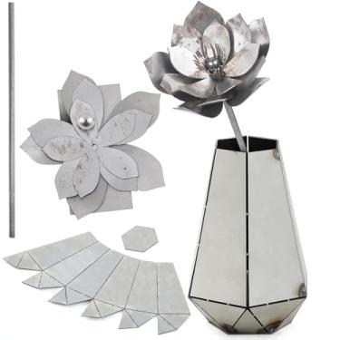 Imagem de Otoolling Kit de vaso e flor de cupons de soldagem, kit de prática de soldagem, placa de aço inoxidável 304, iniciante para Tig Mig, para dominar e melhorar as habilidades (estilo lótus)