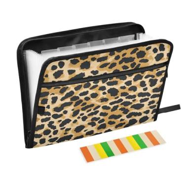 Imagem de CEBUGI Pasta expansível de 13 bolsos, impermeável, sanfonada, organizador de arquivos com etiquetas tamanho A4, organizador de documentos de papel para escola, material de escritório, impressão animal