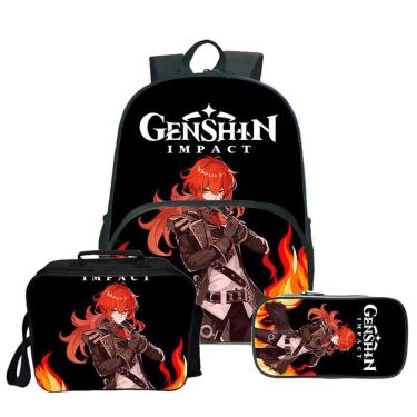 Imagem de Conjunto de mochilas Genshins Impacts Satchel Anime 3D Printing School