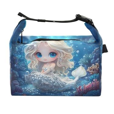 Imagem de STAYTOP Linda lancheira de sereia de desenho animado com fivela de alça, lancheira isolada para meninos e meninas, lancheira térmica para trabalho escolar