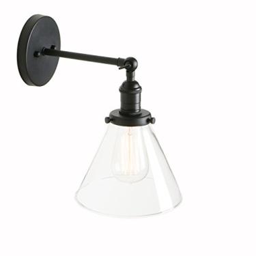 Imagem de Luminária de parede LED, estilo loft vintage, para bar, cozinha, ilha ou corredor, com cúpula de vidro transparente em formato de cone de 7,1" (antigo)