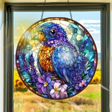 Imagem de Apanhador solar de acrílico colorido, decoração de janela suspensa para apanhadores de sol de pássaros, arte de parede de arco-íris, para sala de estar, quarto, varanda, decoração de jardim interno e