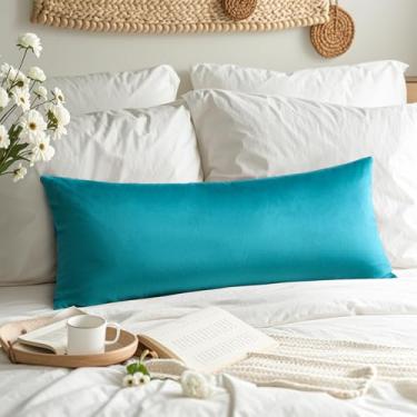 Imagem de Capa de almofada lombar de veludo luxuosa, supermacia, decorativa, retangular, capas de almofada macias e sólidas para sofá, quarto, decoração de carro, 35 x 91 cm, azul-petróleo