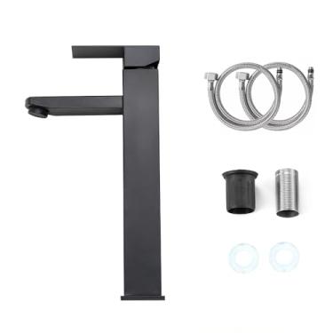 Imagem de Heemli Torneira Banheiro De Mesa Bica Alta 1/4 De Volta Aço Inox 304 Preto (Aço Escovado)