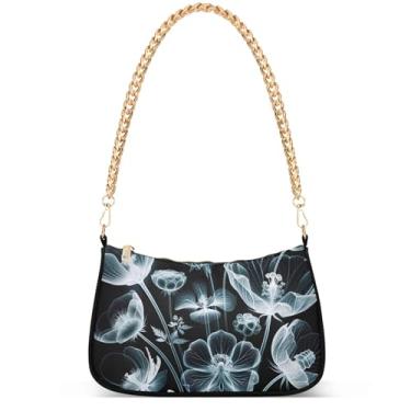 Imagem de Xray Flowers Bolsa moderna fantasia Hobo Party Clutch feminina designer bolsa de mão corrente pequena bolsa de ombro, Xray Flowers Fantasy