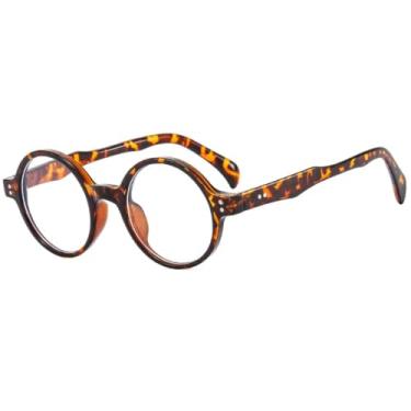 Imagem de HCPIHF Óculos de sol redondos punk retrô, moda feminina e masculina, UV400, óculos de sol para festa ao ar livre (transparente leopardo)