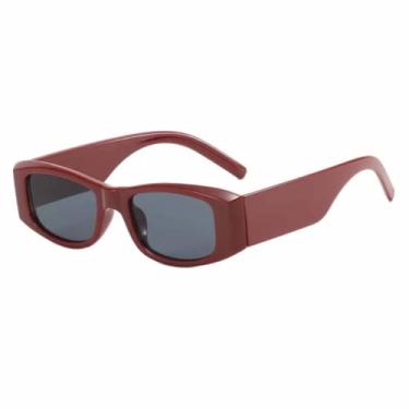 Imagem de HPIRME Óculos Femininos Estilo Punk Vintage com Armação Pequena, Proteção UV400 para Esportes ao Ar Livre e Uso Masculino (Vermelho e Cinza)