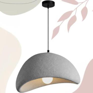 Imagem de Lustre Pendente 50cm Luminária Japonesa Wabi-Sabi Orgânico Cogumelo Co