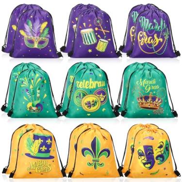 Imagem de Honoson 16 sacos de lembrancinhas de festa de carnaval 24 x 29 cm Carnaval com cordão para presente de carnaval de máscaras, artigos de festa de Nova Orleans