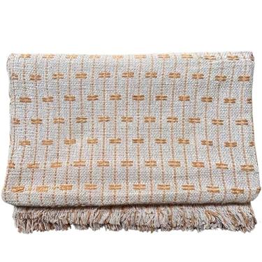 Imagem de Manta Tijolinho 100% Algodão 2,2x1,5m - Conjunto Decorativo para Cama e Sofá, Macia, Lavável e Multiuso(Areia com Caramelo)