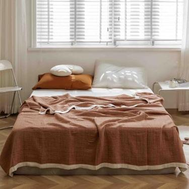 Imagem de Cobertor feminino masculino para cama adulto longo casal solteiro para sofá inverno tecido de algodão quente inverno macio confortável (marrom A, 150 x 200 cm)