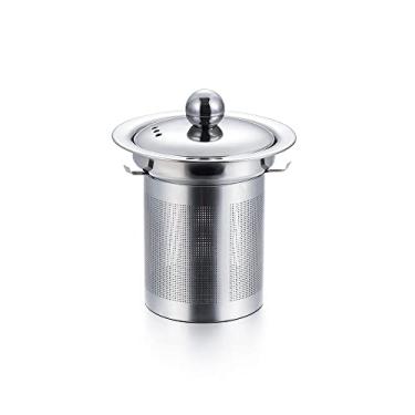 Imagem de Coador de chá grande de aço inoxidável com tampa prática de malha para café e chá finos