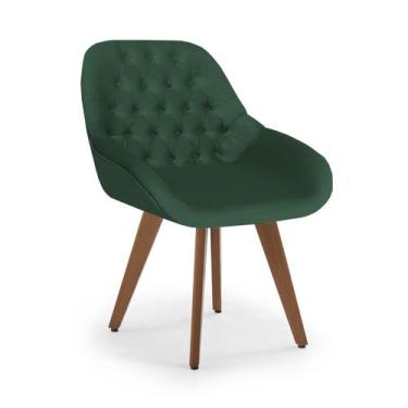 Imagem de Poltrona Base Fixa Pé Madeira Capitonê Pandora - Zari Decor, Velutto V