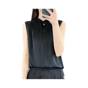 Imagem de Camisa Feminina Sem Mangas De Renda Francesa Versátil Profissional Est