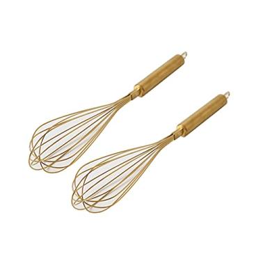Imagem de Conjunto de 2 batedores para cozinhar, batedores de arame de aço inoxidável, batedor de ovos de balão resistente para misturar, assar, bater, mexer, utensílios de cozinha, batedor