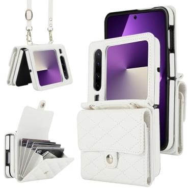 Imagem de Capa carteira para Huawei Pura X – Suporte de cartão com bloqueio RFID com fecho magnético, antiderrapante e proteção contra quedas, capa fólio de couro fina para uso diário, viajante e viagem (branca