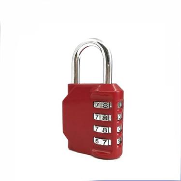 Imagem de Yinhing Cadeado de Combinação de 4 Mostradores, Liga de Zinco, Trava de Segurança Sem Chave Resistente Com Manilha de Aço Endurecido para Armário, Caixa de Ferramentas, Armazenamento de (Vermelho)