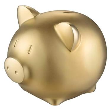 Imagem de Cofrinho dourado em forma de porco cofrinho de cobre grande moeda cofrinho decoração criativa para crianças decoração de casa