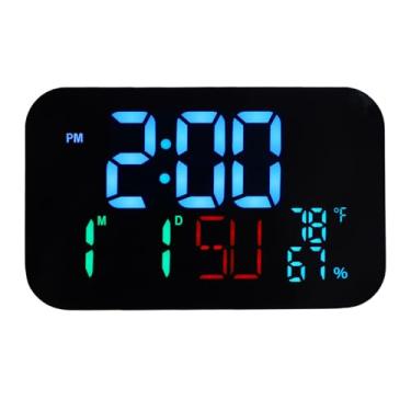 Imagem de VBESTLIFE Despertadores para Quartos, Relógio Digital WiFi Com Data e Dia, Umidade da Temperatura Interna, Compatível Com Controle Remoto do Aplicativo Tuya Smart (Concha Branca - Luz Azul)