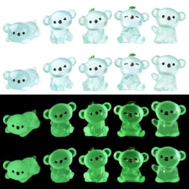 Imagem de LiQunSweet 40 peças, 8 estilos, estatuetas em miniatura luminosas de resina de coala, ornamentos adoráveis de animais sem orifícios, exibição de contas para joias DIY, artesanato, decoração de mesa de