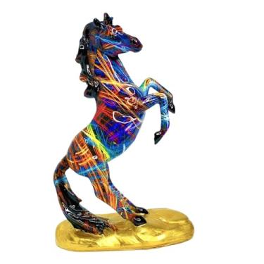 Imagem de Estatueta De Cavalo,Estatueta De Animal Em Resina Para Colecionadores - Escultura Colorida De Cavalo Para Mesa | Para Quarto Escritório Berçário Cabeceira Prateleira Estantes Parapeitos De Janela