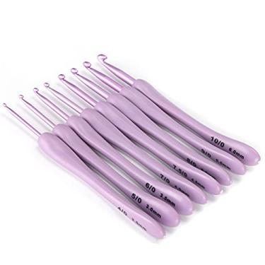 Imagem de GLOGLOW Conjunto de Ganchos de crochê, Ganchos de crochê Com Agulhas de tricô Com Superfície Lisa para Amantes de Artesanato e Iniciantes Conjunto de de , 8 Peças de Ferramentas de tricô Ergonômicas de Alumínio para Costura