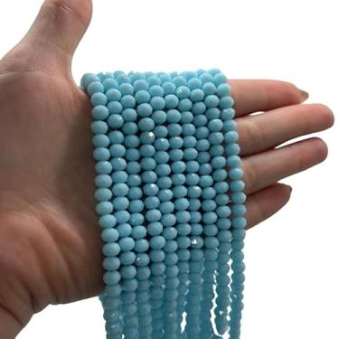 Imagem de Fios de Cristais 6mm para Bijuteria e Artesanato – 10 Fios com ~850 Pedras da Mesma Cor (Azul Claro Leitoso)