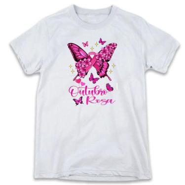 Imagem de 1 Camiseta Outubro Rosa Borboletas Campanha Cancêr Mama - W3Artestampa