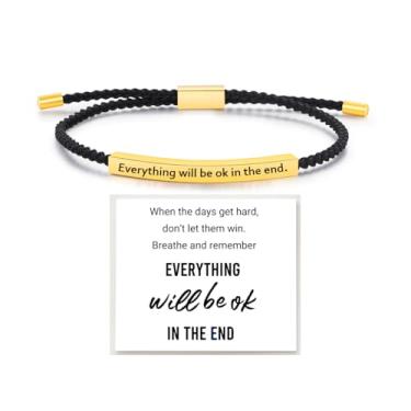 Imagem de LIU JUN Pulseira de tubo Everything Will Be OK In The End para mulheres, para irmãs de irmandade, melhores amigas, inspiradora de aço inoxidável, amizade, autovalor, motivação, presente joias, Medium