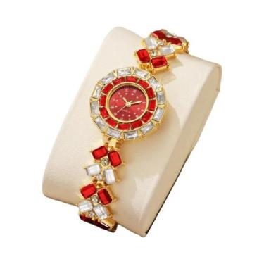Imagem de Relógio De Quartzo Feminino Com Strass, Pulseira De Moda, Luxuoso Reló