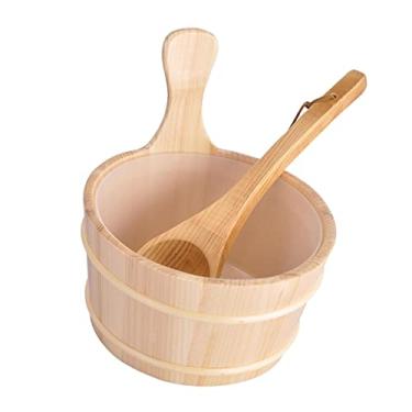 Imagem de WeiLaiKeQi Balde de Madeira Maciça de 4 Litros com Concha E Acessórios para Balde de água