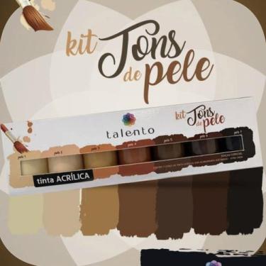 Imagem de Kit De Tinta Acrílica Talento Tons De Pele Com 7 Cores 37ml